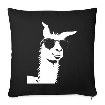 Lustiges Lama mit Sonnenbrille Coole Lamas - Sofakissenbezug 45 x 45 cm - Schwarz - Vorne