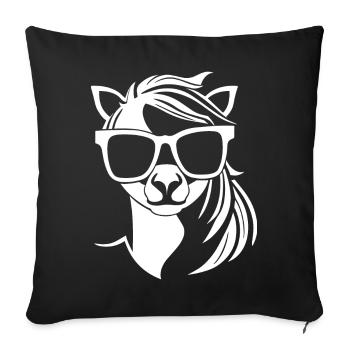 Licornes drôles portant des lunettes de soleil Licorne cool - Housse de coussin décorative 45 x 45 cm - noir - Devant