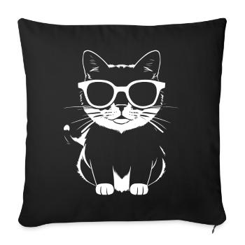 Funny Cat with Sunglasses Kitten Sunglas Cats - Sofa pillowcase 17,3'' x 17,3'' (45 x 45 cm) - black - Front