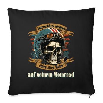 Alter Mann Motorrad Biker Spruch - Sofakissenbezug 45 x 45 cm - Schwarz - Vorne
