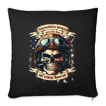 Alter Mann Motorrad Biker Spruch - Sofakissenbezug 45 x 45 cm - Schwarz - Vorne