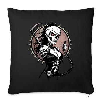 Crâne de Domina // Totenkopf SM Gothique-Domina FS0056 - Housse de coussin décorative 45 x 45 cm - noir - Devant