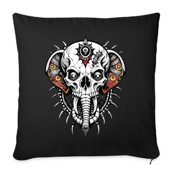 Crâne d’éléphant // Crâne d’éléphant d’Inde FS0070 - Housse de coussin décorative 45 x 45 cm - noir - Devant