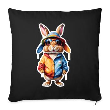 Lapin de Pâques coloré, mignon et mignon pour Pâques - Housse de coussin décorative 45 x 45 cm - noir - Devant
