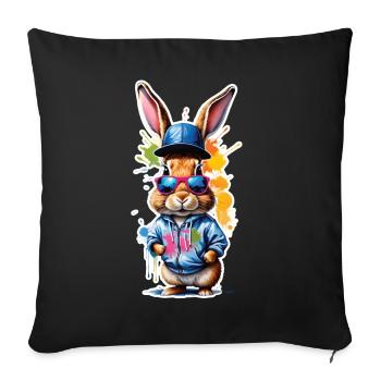 Lapin de Pâques coloré, mignon et mignon pour Pâques - Housse de coussin décorative 45 x 45 cm - noir - Devant