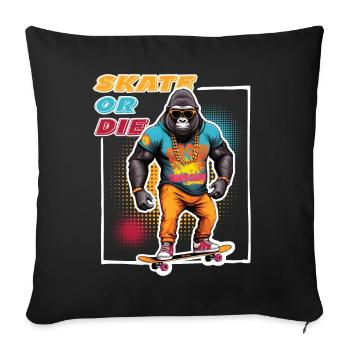 Gorille patineur avec lunettes de soleil et dicton - Housse de coussin décorative 45 x 45 cm - noir - Devant