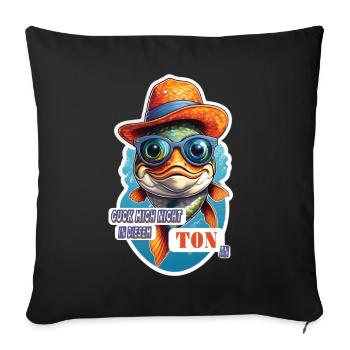Lustiger Koi Karpfen Fisch mit Spruch - Sofakissenbezug 45 x 45 cm - Schwarz - Vorne