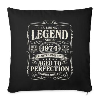 Né en 1974 Légende vivante depuis 1974 - Housse de coussin décorative 45 x 45 cm - noir - Devant