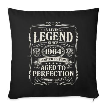 Né en 1964 Légende vivante depuis 1964 - Housse de coussin décorative 45 x 45 cm - noir - Devant