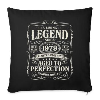 Né en 1979 Légende vivante depuis 1979 - Housse de coussin décorative 45 x 45 cm - noir - Devant