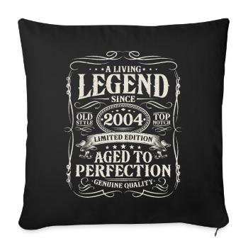 Né en 2004 Légende vivante depuis 2004 - Housse de coussin décorative 45 x 45 cm - noir - Devant