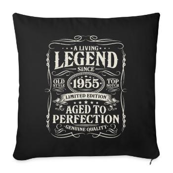 Né en 1955 Légende vivante 1955 - Housse de coussin décorative 45 x 45 cm - noir - Devant