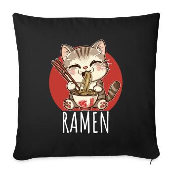 Ramen Kawaii Katze Japan Anime Manga Cat Neko - Sofa pillowcase 17,3'' x 17,3'' (45 x 45 cm) - black - Front
