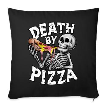 Humorous Skeleton Eating Pizza Graphic Design - Sofa pillowcase 17,3'' x 17,3'' (45 x 45 cm) - black - Front