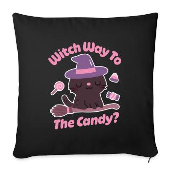Cute Cat Witch Way To The Candy Funny - Sofa pillowcase 17,3'' x 17,3'' (45 x 45 cm) - black - Front