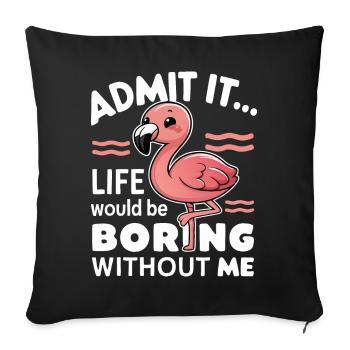 Flamingo Animal Pink - Sofa pillowcase 17,3'' x 17,3'' (45 x 45 cm) - black - Front