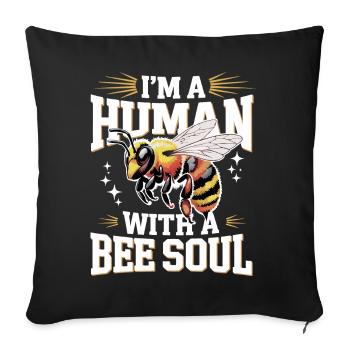 abeille abeille apicultrice abeille abeille - Housse de coussin décorative 45 x 45 cm - noir - Devant