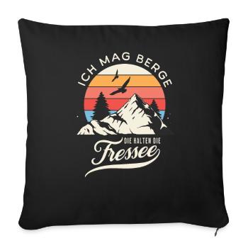 I like mountains that keep their mouths shut Hiking motif - Sofa pillowcase 17,3'' x 17,3'' (45 x 45 cm) - black - Front