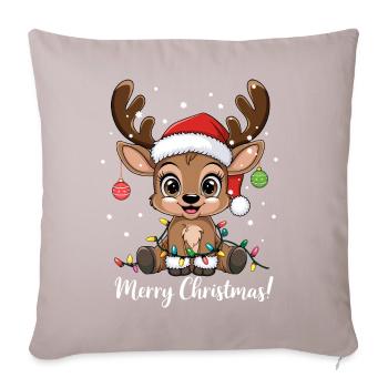 Renne Noël drôle mignon Joyeux Noël - Housse de coussin décorative 45 x 45 cm - taupe clair - Devant