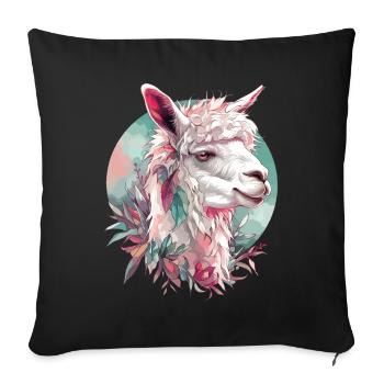 Alpaca Llama Animal Nature Zoo Andes Inca Colorful Art - Sofa pillowcase 17,3'' x 17,3'' (45 x 45 cm) - black - Front