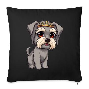 Tibetan Terrier - Gray Dog with Crown Cartoon - Sofa pillowcase 17,3'' x 17,3'' (45 x 45 cm) - black - Front