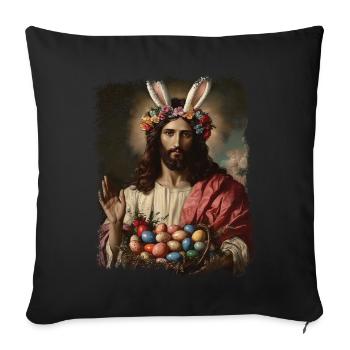 Jesus Christ at Easter with Easter eggs - Sofa pillowcase 17,3'' x 17,3'' (45 x 45 cm) - black - Front