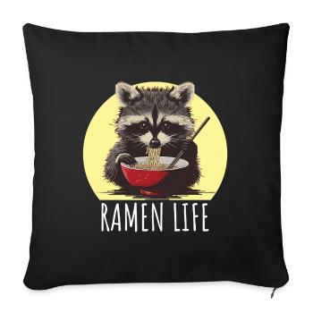 Raccoon cute with Ramen Life Kawaii Japan - Sofa pillowcase 17,3'' x 17,3'' (45 x 45 cm) - black - Front