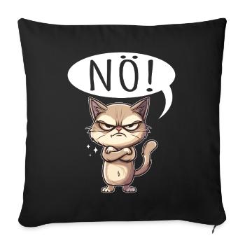 Coole Katze NÖ lustiger Spruch grummelig - Sofakissenbezug 45 x 45 cm - Schwarz - Vorne