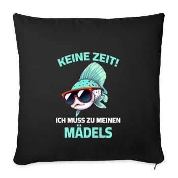 Guppy Fish - No Time I Need To See My Girls - Sofa pillowcase 17,3'' x 17,3'' (45 x 45 cm) - black - Front