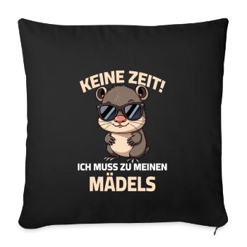 Hamster - Pas le temps, je dois aller voir mes filles - Housse de coussin décorative 45 x 45 cm - noir - Devant
