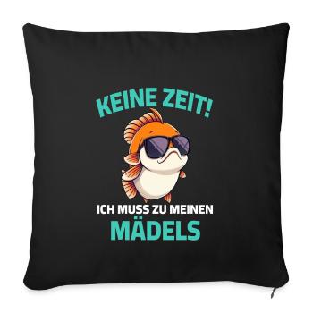 Pas le temps, je dois aller chez mes filles - poisson - Housse de coussin décorative 45 x 45 cm - noir - Devant