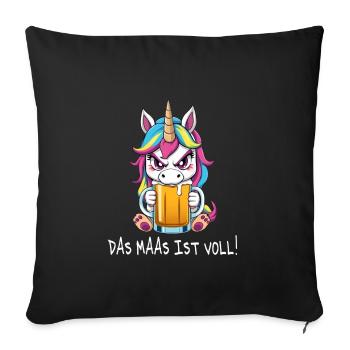 Bière Arc-en-ciel Licorne Meuse Licorne Bière maléfique - Housse de coussin décorative 45 x 45 cm - noir - Devant