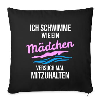 Schwimmer Bademeister DLRG Maedchen - Sofakissenbezug 45 x 45 cm - Schwarz - Vorne