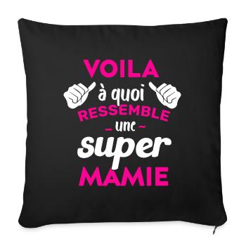Super Mamie Cadeau Humour Personnalisé - Housse de coussin décorative 45 x 45 cm - noir - Devant