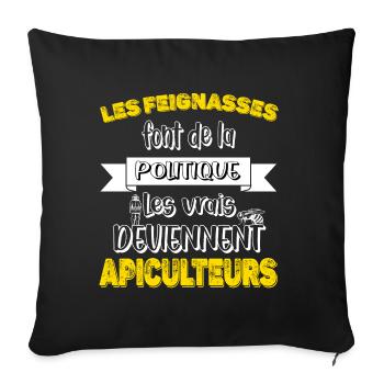 Feignasses apiculteur abeille à miel apicole - Housse de coussin décorative 45 x 45 cm - noir - Devant