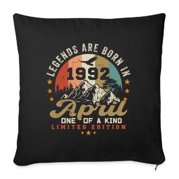 Avril 1992 Vintage Born Vintage Anniversaire - Housse de coussin décorative 45 x 45 cm - noir - Devant