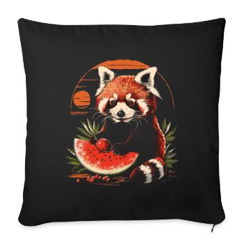 Red Panda Chat Ours Red Panda Pastèque Cool - Housse de coussin décorative 45 x 45 cm - noir - Devant