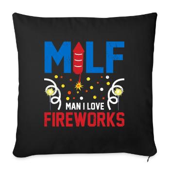 Man I Love Fireworks USA Drapeau 4 juillet - Housse de coussin décorative 45 x 45 cm - noir - Devant
