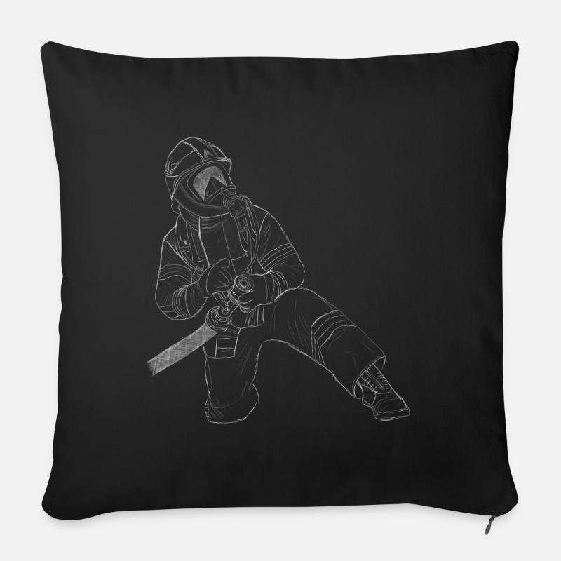 Feuerwehrmann - Wasser marsch! - Sofakissenbezug 45 x 45 cm - Schwarz