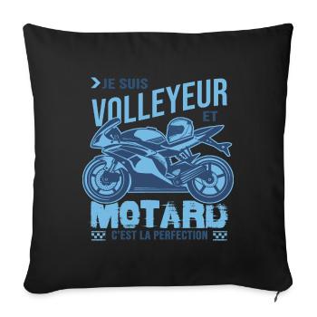 motard parfait volleyeur parfait - Housse de coussin décorative 45 x 45 cm - noir - Devant