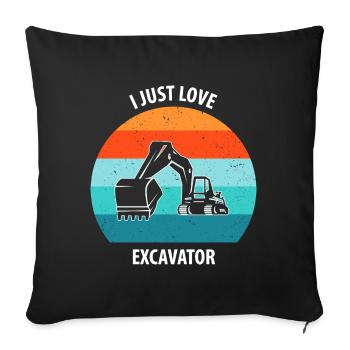 Excavatrice Excavatrice Conducteur Excavatrice Camion - Housse de coussin décorative 45 x 45 cm - noir - Devant