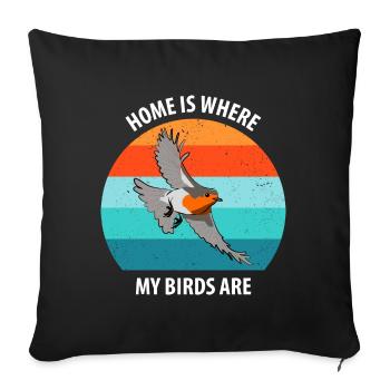 Observation des oiseaux Observation des oiseaux Observation des oiseaux - Housse de coussin décorative 45 x 45 cm - noir - Devant