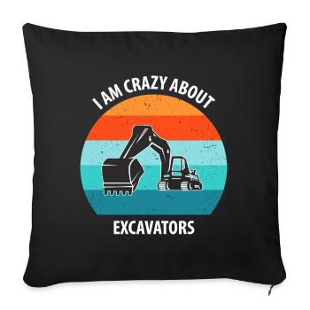 Excavator Excavator Driver Excavator Truck - Sofa pillowcase 17,3'' x 17,3'' (45 x 45 cm) - black - Front