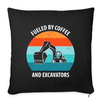 Excavator Excavator Driver Excavator Truck - Sofa pillowcase 17,3'' x 17,3'' (45 x 45 cm) - black - Front
