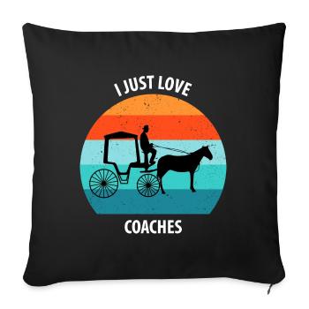 Calèche de cocher Calèche tirée par des chevaux Calèche - Housse de coussin décorative 45 x 45 cm - noir - Devant
