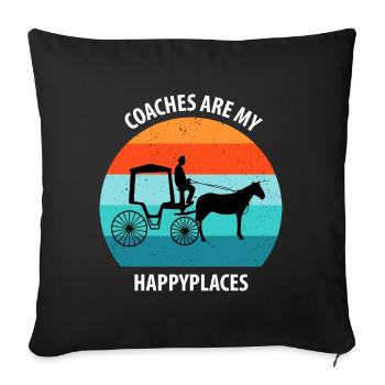 Calèche de cocher Calèche tirée par des chevaux Calèche - Housse de coussin décorative 45 x 45 cm - noir - Devant