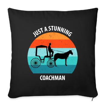 Calèche de cocher Calèche tirée par des chevaux Calèche - Housse de coussin décorative 45 x 45 cm - noir - Devant