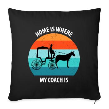 Calèche de cocher Calèche tirée par des chevaux Calèche - Housse de coussin décorative 45 x 45 cm - noir - Devant