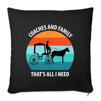 Coachman Carriage Horse-drawn carriage Carriage - Sofa pillowcase 17,3'' x 17,3'' (45 x 45 cm) - black - Front
