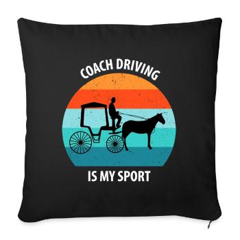 Calèche de cocher Calèche tirée par des chevaux Calèche - Housse de coussin décorative 45 x 45 cm - noir - Devant